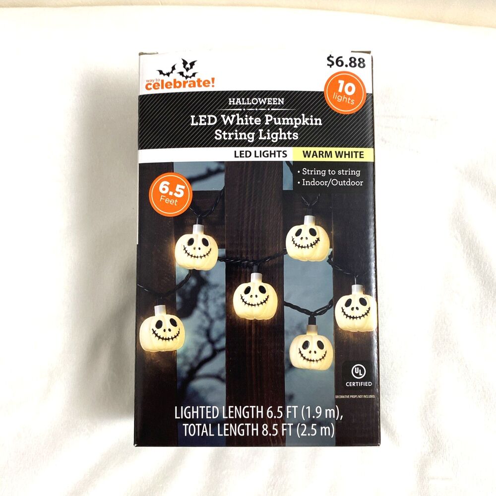 Halloween Led String Lights White Pumpkin Outdoor Indoor Home Decor